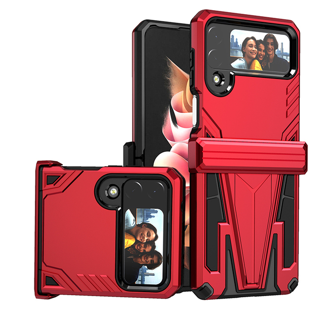 2022 New TPU PC Hybrid Kickstand Phone Case Cover for Samsung for Galaxy Z Fold 4 & Z Flip 4 5G Hidden Magnetic Design