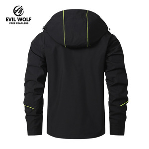 Veste coupe-vent à capuche pour homme Evil Wolf, fine, coupe-vent, avec fermeture éclair, col montant, pour les loisirs en plein air, sport, printemps, décontractée - Product Image 2