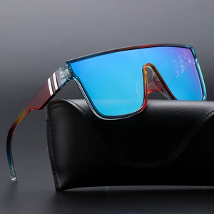 Lunettes de soleil sportives à monture plate tendance 2025 avec logo personnalisé, verres miroir colorés UV400, lentille monobloc, lunettes carrées pour hommes et femmes - Product Image 1