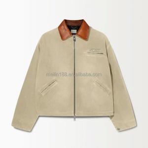 Manufacturer Custom Vintage <b>Duck</b> Canvas Zipper Work Wear <b>Jacket</b> for Men Leather Lapel Workwear <b>Duck</b> Canvas Work <b>Jacket</b> - Product Image 4