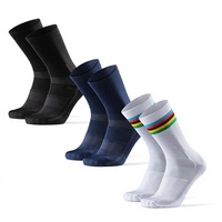 Chaussettes de cyclisme entièrement personnalisées en tricot, longueur mi-mollet, respirantes, rembourrées, pour hommes et femmes, en nylon, à compression, pour la course à pied et le vélo