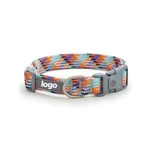 Collier pour chien de compagnie pour la promenade en extérieur, collier en nylon tissé durable avec anneau en D métallique, logo personnalisé, plusieurs couleurs disponibles pour toutes les tailles - Product Image 1