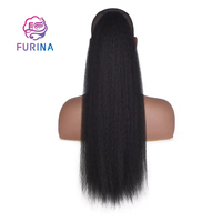 FURINA 2025 populaire crépus droite moelleux synthétique perruque maïs soie perruque cordon queue de cheval élastique cravate haute température Fiber