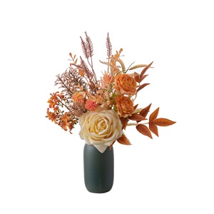 Bouquet de fleurs artificielles CallaFloral, rose en tissu tissé plastique, décoration de mariage CF02119 - Product Image 5
