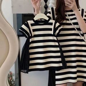 Abito Estivo Stile Coreano a Righe Ondulate per Mamma <span class=keywords><strong>e</strong></span> Figlia, Outfit Coordinati per Famiglia - Product Image 1