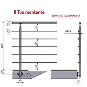 P110106R5X Vertical 42,4 Ø Acero inoxidable satinado AISI 304 Barandillas 5 travesaños Fijación lateral interna - Product Image 1