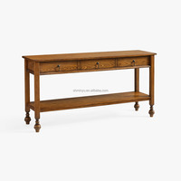 MYHOME Table console de luxe pour villa en bois de chêne massif français avec finition brune Design classique et moderne pour salon et salle à manger