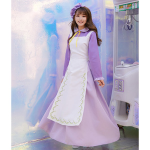 Costume d'Halloween XJ - Robe de demoiselle d'honneur de château, théière violette, soubrette française, jeu de rôle de conte de fées - Product Image 3