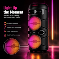 Speaker Portabel HANSUO HS-TD04B4 Dual 4 Inch dengan Baterai 1800mAh, Lampu RGB, USB, FM, Rekaman, dan Remote Control