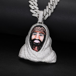 Nuevo collar con colgante de Jesús de Hip Hop para hombre, detalle de esmalte CZ completamente helado, joyería de moda, accesorio de moda en Stock - Product Image 1