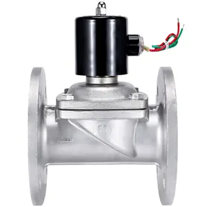 LandSky AC220V stainless steel flange normally closed solenoid valve 304 material water-gas direct-acting type