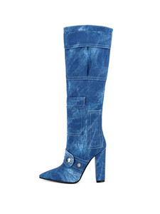 Bottes longues d'hiver pour femmes, design tendance camouflage vert, fines, noires, sexy, à bout pointu, bottes hautes fines - Product Image 5