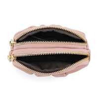 Tas dompet kulit asli wanita, dompet koin Mini mode murah, dompet kulit asli, dompet perubahan ritsleting ganda, kantung Vintage kartu pengurus rumah tangga wanita