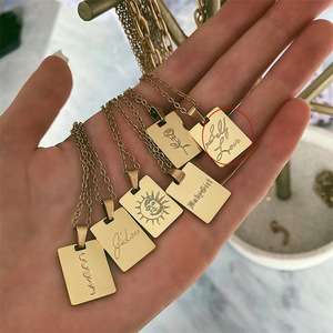 Collier tendance Anti-ternissement pour femmes, inscription personnalisée, texte gravé, bijoux en acier inoxydable plaqué or 18K, <span class=keywords><strong>2022</strong></span> - Product Image 3