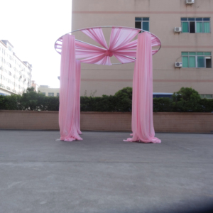 ขาตั้งแบบพกพาสำหรับตกแต่งงานแต่งงาน ทำจากท่ออลูมิเนียมทรงกลมและผ้าม่าน - Product Image 1