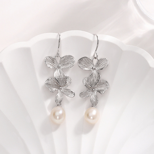 KAMMY-Boucles d'Oreilles en Argent 7.5, Double Fleur, Perle d'Eau Douce, Bijoux Hypoallergéniques, 7-925mm - Product Image 4
