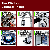 Ensemble d'îlot de cuisine extérieur modulaire avec barbecue, armoires et module de rangement - Cuisine extérieure complète pour jardin et terrasse
