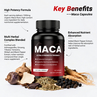 Capsules de racine de maca 1000 mg - Soutien énergétique naturel et supplément de vitalité quotidienne pour adultes actifs, 120 capsules végétaliennes