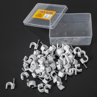 100/Pack Clips de câble ronds en PE+acier pour câble mural avec design de clou décoratif
