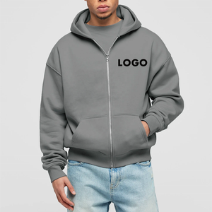 เสื้อมีฮู้ดซิปผ้าคอตตอนหนา420 GSM เสื้อฮู้ดแบบสวมหัวเปิดไหล่ตกแบบพรีเมียมเสื้อมีฮู้ดโอเวอร์ไซส์สำหรับผู้ชาย - Product Image 2