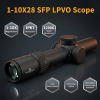 Lunette de visée télescopique Focuhunter LPVO 1-10X28 SFP avec éclairage rouge, tactique, résistante aux chocs 1200G, IP67, pour la chasse