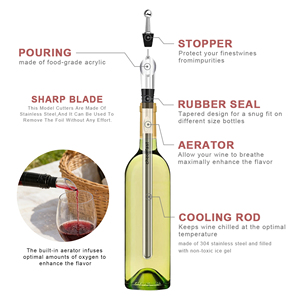 Juego de Palitos Enfriadores de Acero Inoxidable a Precio Descuento, Palitos Enfriadores de Vino de Grado Alimenticio con <span class=keywords><strong>Accesorios</strong></span> Completos para Fiestas - Product Image 4