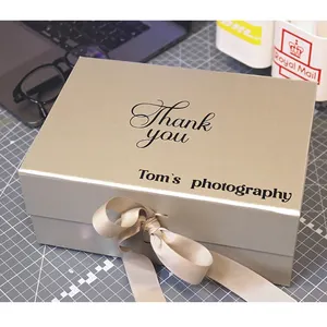 Custom Thank You Personalized Logo Print Paper Cardboard Magnetic Gift Candy Packaging Wedding Favors Bridesmaid Box For Guests