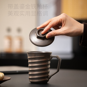 <span class=keywords><strong>Mug</strong></span> en céramique rétro avec couvercle et poignée, résistant aux hautes températures, compatible micro-ondes, supporte le logo laser, portable pour l'extérieur, 230 ml, vente en gros - Product Image 1