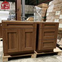 Meubles de cuisine classiques en noyer style Shaker, laqués mélaminés, style rustique moderne, pour projets de villas et d'appartements