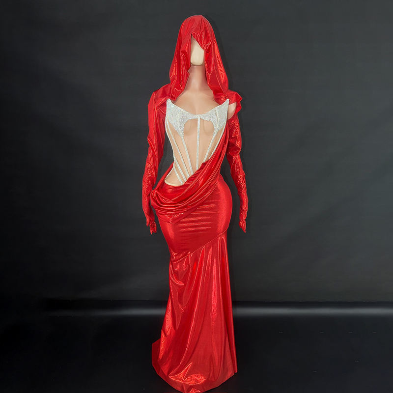 Red with silver crystals