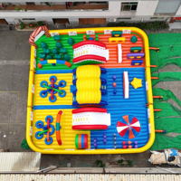 Parc d'attractions gonflable géant en PVC commercial pour parcours d'obstacles gonflable extérieur pour fête familiale