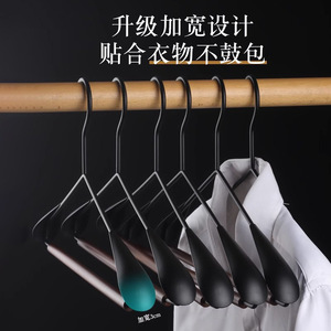 Beech Wood Wrought Iron Wide Shoulder Coat Hanger Black And Brown Hook Type For Clothes Pants Ties Home Use - Product Image 4
