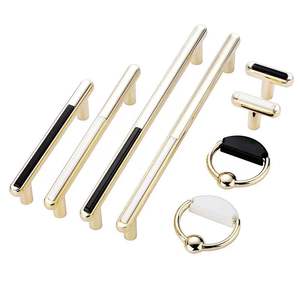 مقابض أبواب وخزائن وأدراج من سبائك الزنك الأبيض على الطراز الأوروبي، صغيرة وعصرية وبسيطة وفاخرة باللون الذهبي - Product Image 5