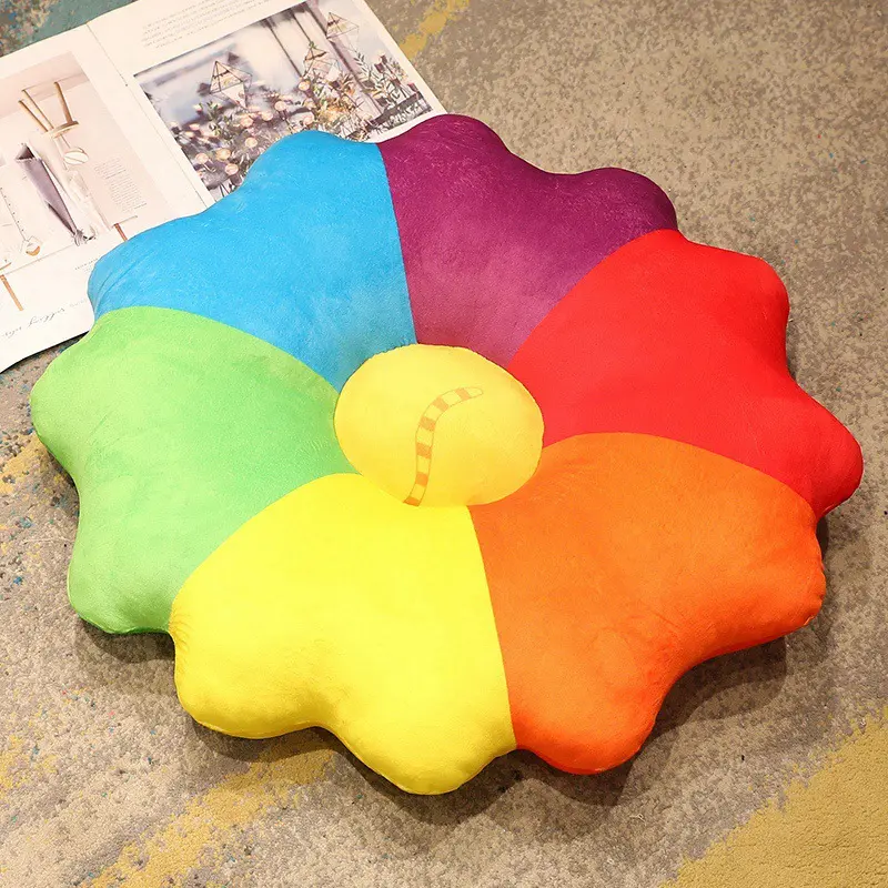 60cm High Quality Colorful Rainbow Flower Pillow Cushion Stuffed Flower Toys Home Decoration Birthday Christmas Gifts