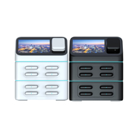 Écran publicitaire 8 emplacements, station de location de batteries externes en ABS ignifuge, système POS intelligent, NFC, recharge partagée, microphone, écouteurs