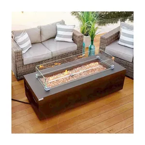 Outdoor Furniture Set Table Top Fire Pit Bio Ethanol Tabletop Fireplace Fire Pit Table Marble Outdoor Bar Table