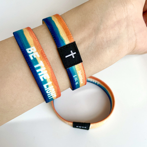 Özelleştirilmiş elastik bileklik kişiselleştirilmiş polyester elastik bileklik isı transferi baskılı kumaş bilezik - Product Image 4