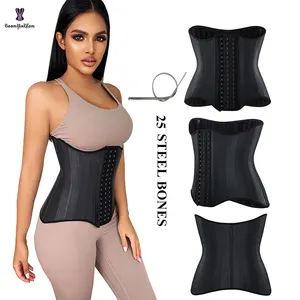 New Látex Fajas Colômbia Cintura Trainer 25 Aço Osso Mulheres Ligantes Shapers Cintos Espartilho Modelagem Strap Body Shaper Slimming Belt