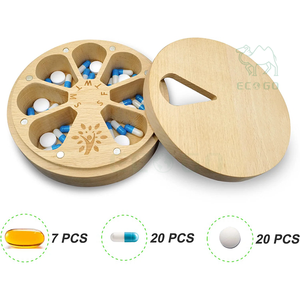 7 giorni di legno porta pillole da viaggio Organizer per Medicine settimanali scatola di pillole per artrite vitaminica porta scomparti medi - Product Image 2