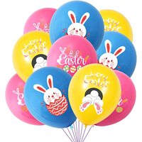 Ballons en latex Joyeuses Pâques, motifs lapin mignon et œuf, couleurs assorties rose bleu jaune, décorations de fête de Pâques et de printemps