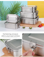 304 Edelstahl Auslaufsichere Lunchbox mit Silikondichtungsring, Einstöckiger Lebensmittelbehälter für Büro, Schule, Individuelles Logo OEM