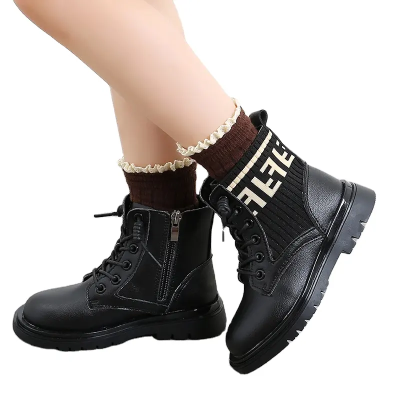2022 fashion winter boots kids shoes boots for girls and boys with knit upper