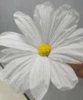 Bunga Raksasa Buatan dari Organza Putih Kuning Daisy dengan Batang dan Alas untuk Pajangan Jendela