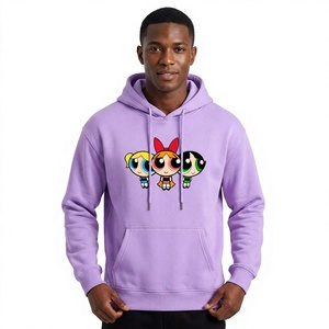 Sweat à capuche rouge pour homme Powerpuff Girls, imprimé avec un motif de personnage, logo sur le devant, sweat à capuche en molleton tricoté, style automne - Product Image 3