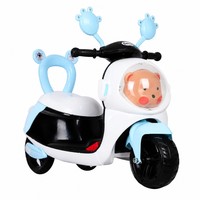Tricycle pour enfants avec design de casque d'astronaute et dôme ours, stabilité à 3 roues, siège et dossier confortables, jouet bleu ciel