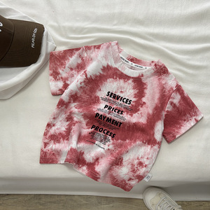 Camiseta de Verano de Manga Corta para Niños, Estilo Tie-Dye, Algodón, para Niños y Niñas, Versión Coreana, Estilo Extranjero - Product Image 3