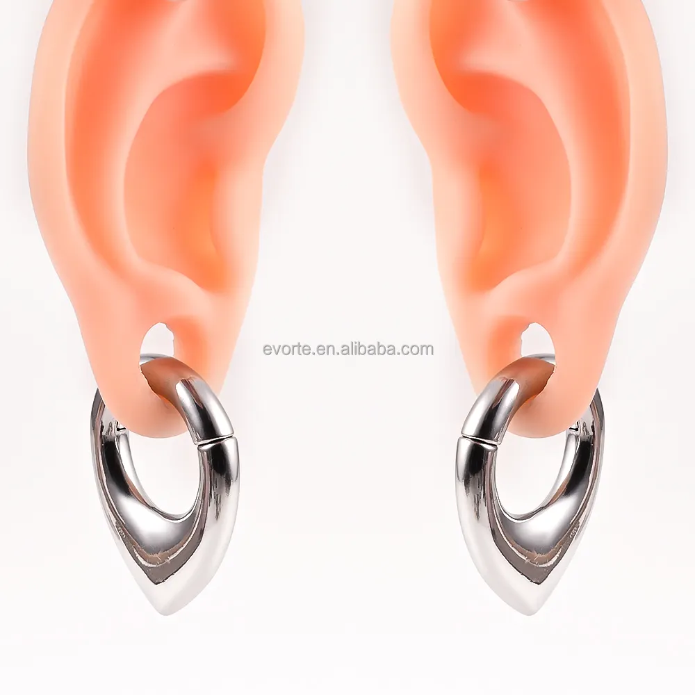 Evorte Geometrical Stainless Steel Spear Ear Weights Hangers Saddle Teardrop Ear Gauge Plugs Tunnel Dangle Unisex Chunky Earring