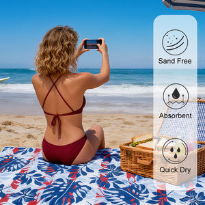 कस्टम लोगो 90*180 सेमी ओवरसाइज़ त्वरित सूखी रेत मुक्त खेल तौलिए बैकपैक के साथ पुनर्नवीनीकरण माइक्रोफाइबर समुद्र तट तौलिया - Product Image 1