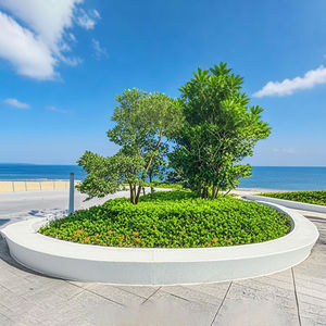 Chaise plantoir personnalisée en terrazzo, banc paysager lumineux en UHPC GRC, chaise pour arbre en bassin pour centre commercial et espaces publics extérieurs - Product Image 3