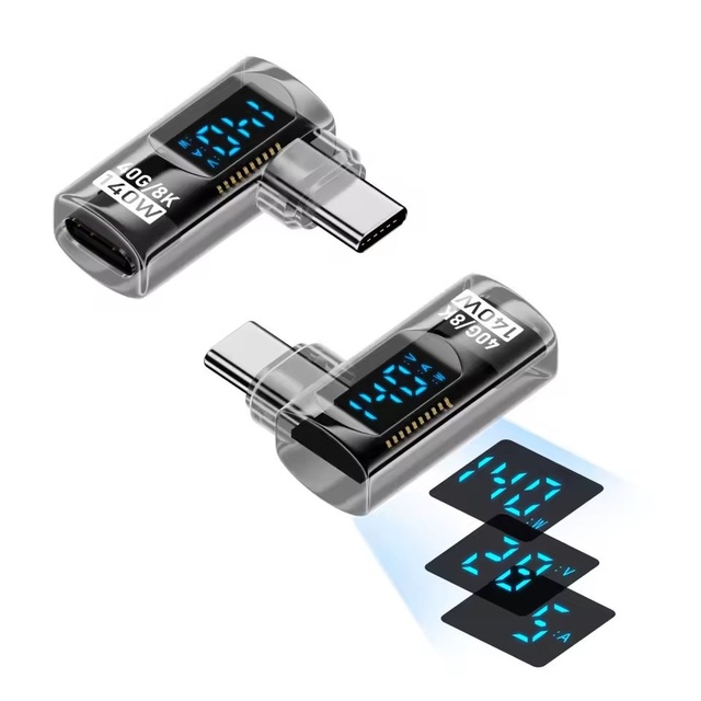 90 Degree USB C Adapter Right Angle U Shape Type C 40Gbps Data Transfer PD 140W USB4.0 8K 60Hz Adapter Video
